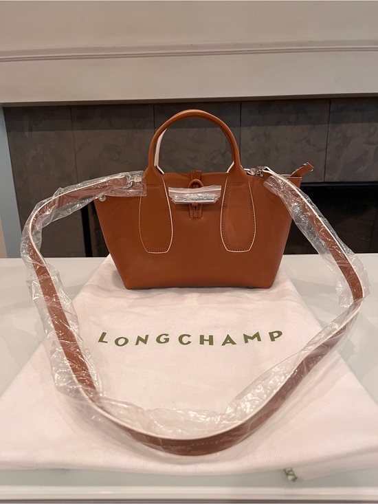 Longchamp Handbags - NWOT Longchamp Roseau Small Leather Top Handle Crossbody Bag Cognac w/ Dust Bag